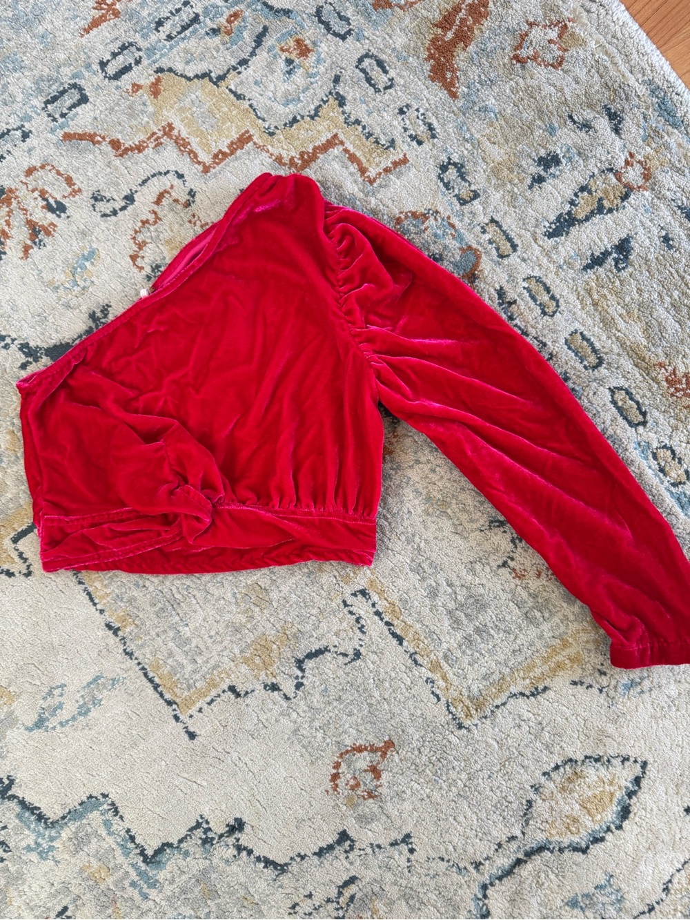 Free People Pink Velvet One-Shoulder Top
